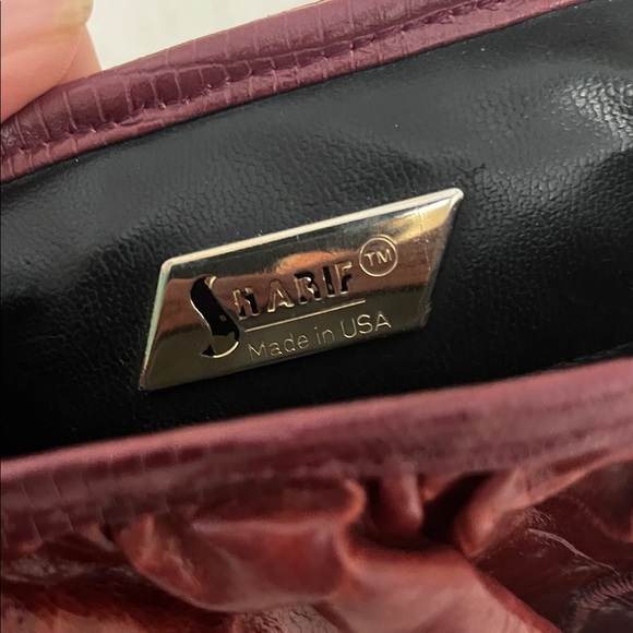 Sharif Burgundy and Black Textured Shoulder Bag - Picture 5 of 10